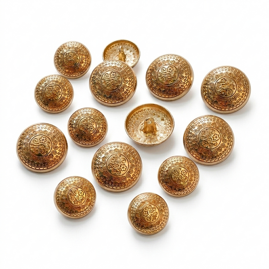 Royal floral gold buttons close-up detail for blazer jodhpuri India – Gleemify