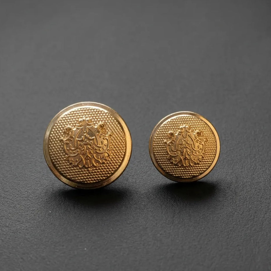 Gold heraldic crest shank metal buttons in 21mm and 16mm, set of 12 for blazers, suits and uniforms – Gleemify