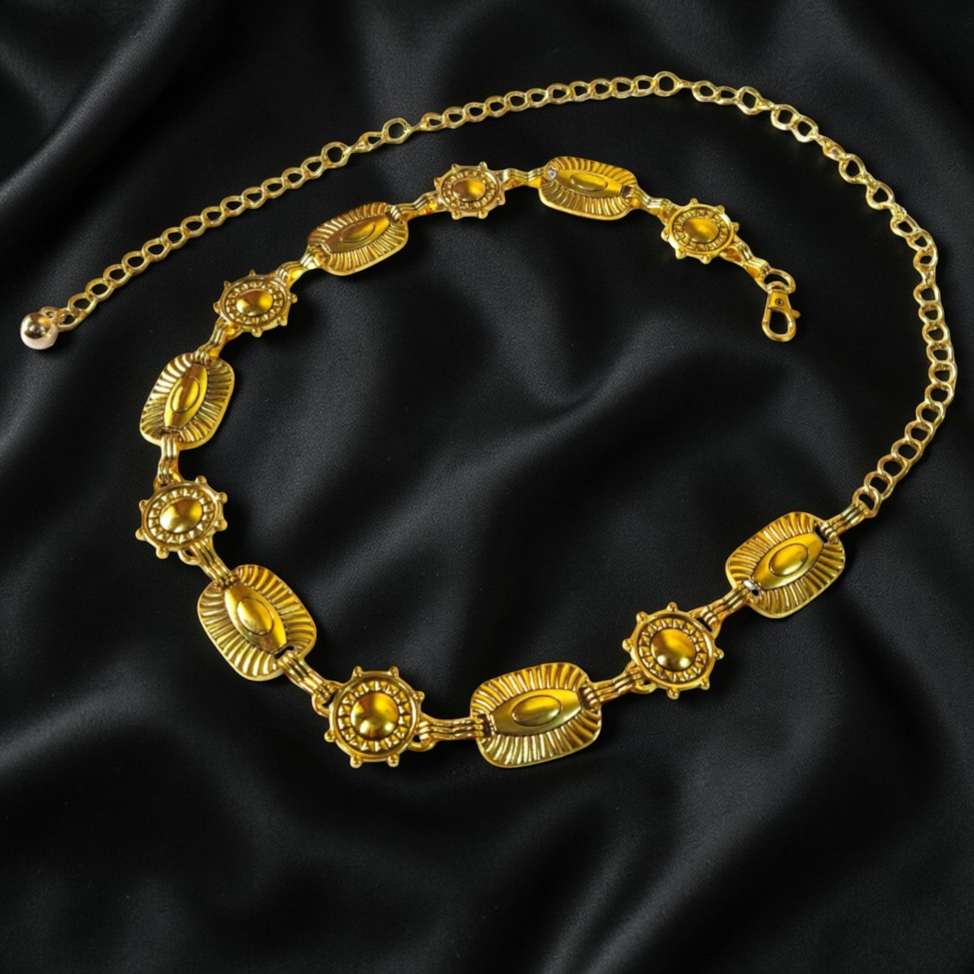 Gold waist chain belt styling – metal, 43 inch, for ethnic party wear kamarbandh women – Gleemify