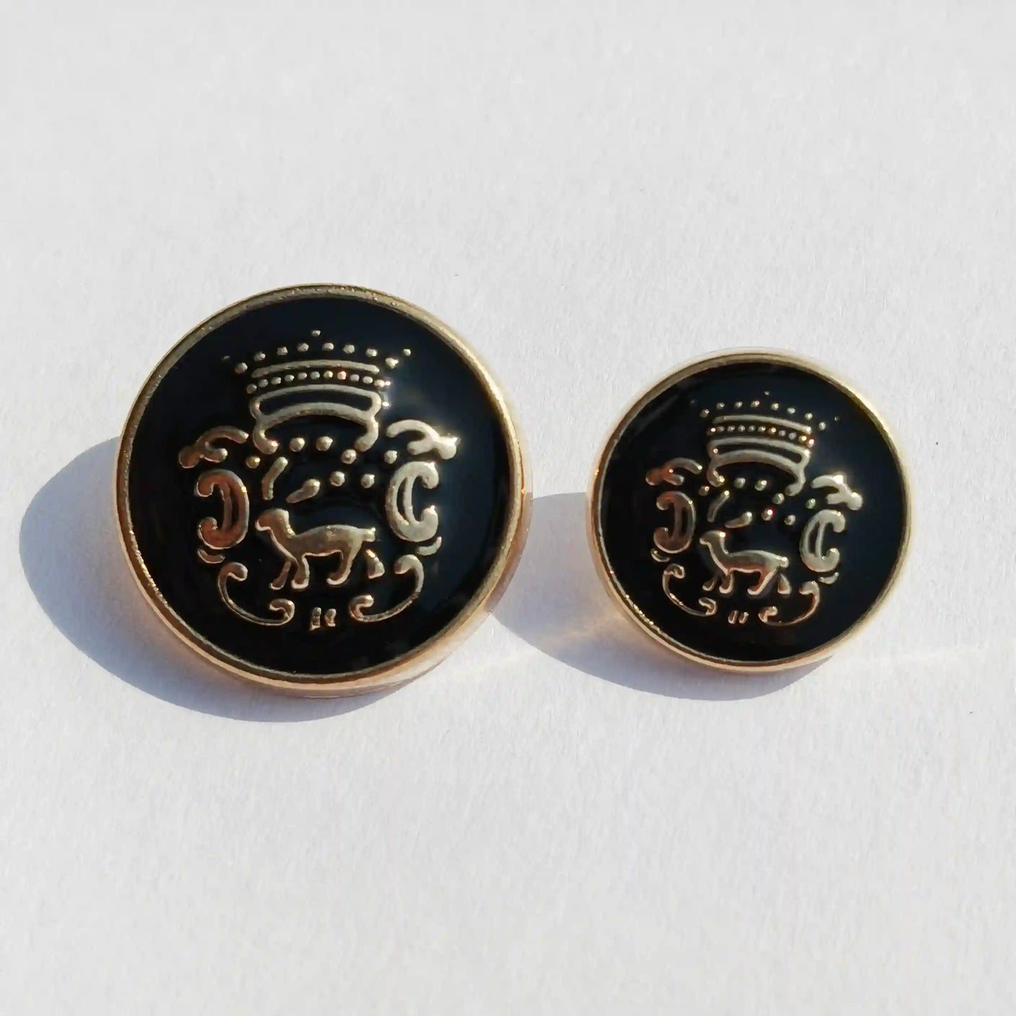Designer Black & Gold Metal Button with Royal Horse Emblem (18mm & 23mm) for Bandhgala, Jodhpuri Suit, Blazer, Coats & More