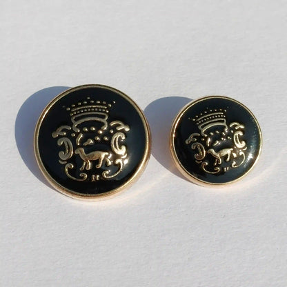 Designer Black & Gold Metal Button with Royal Horse Emblem (18mm & 23mm) for Bandhgala, Jodhpuri Suit, Blazer, Coats & More