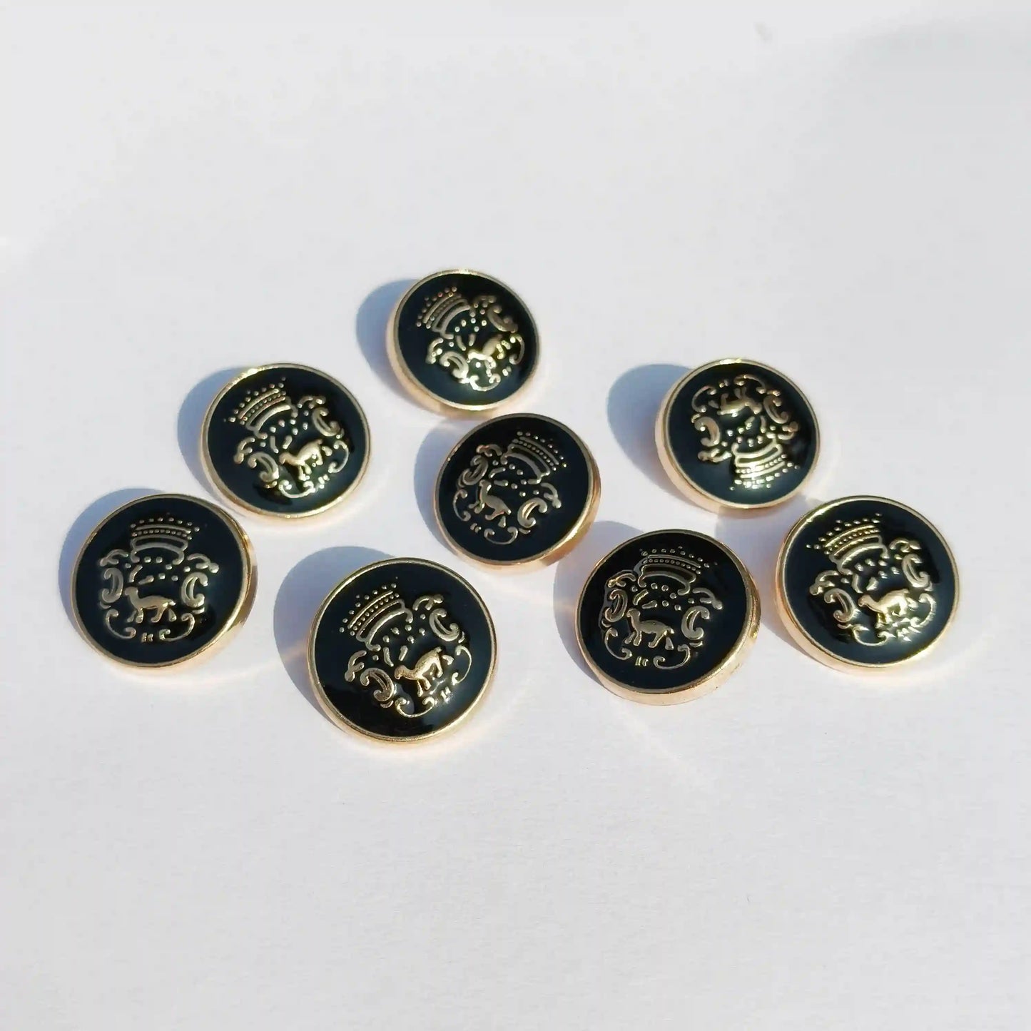 Designer Black & Gold Metal Button with Royal Horse Emblem (18mm & 23mm) for Bandhgala, Jodhpuri Suit, Blazer, Coats & More