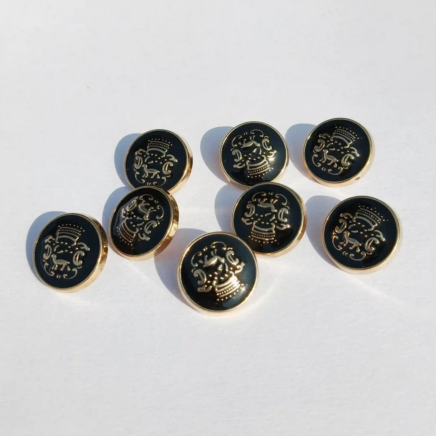 Designer Black & Gold Metal Button with Royal Horse Emblem (18mm & 23mm) for Bandhgala, Jodhpuri Suit, Blazer, Coats & More