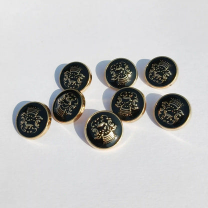 Designer Black & Gold Metal Button with Royal Horse Emblem (18mm & 23mm) for Bandhgala, Jodhpuri Suit, Blazer, Coats & More