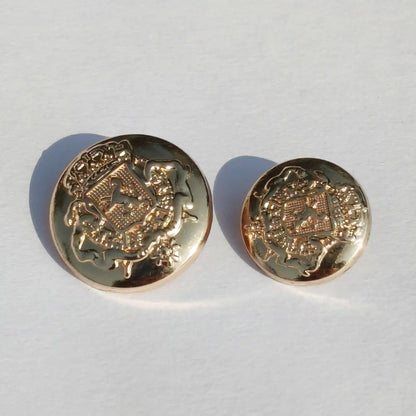 Designer Royal Lion Crest Gold Metal Button (18mm & 23mm) for Bandhgala, Jodhpuri Suit, Blazer, Coats & More