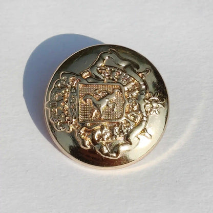 Designer Royal Lion Crest Gold Metal Button (18mm & 23mm) for Bandhgala, Jodhpuri Suit, Blazer, Coats & More