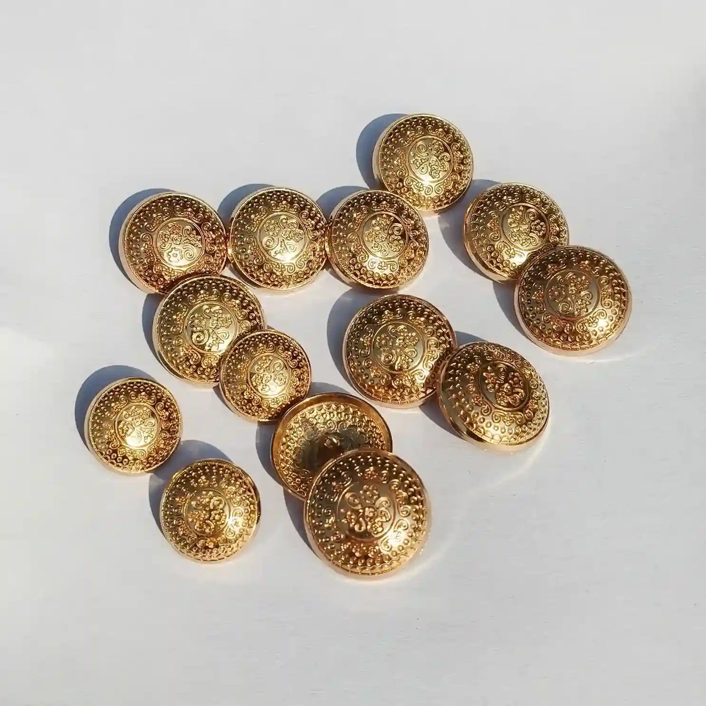 Royal Floral Gold Metal Button (18mm & 23mm) for Bandhgala, Jodhpuri Suit, Blazer, Coats & More
