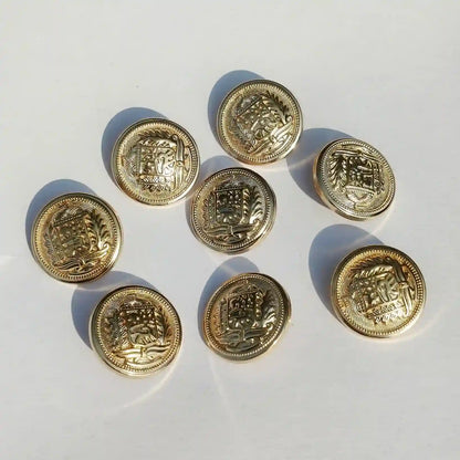 Royal Shield Crest Gold Metal Button (18mm & 23mm) for Bandhgala, Jodhpuri Suit, Blazer, Coats & More