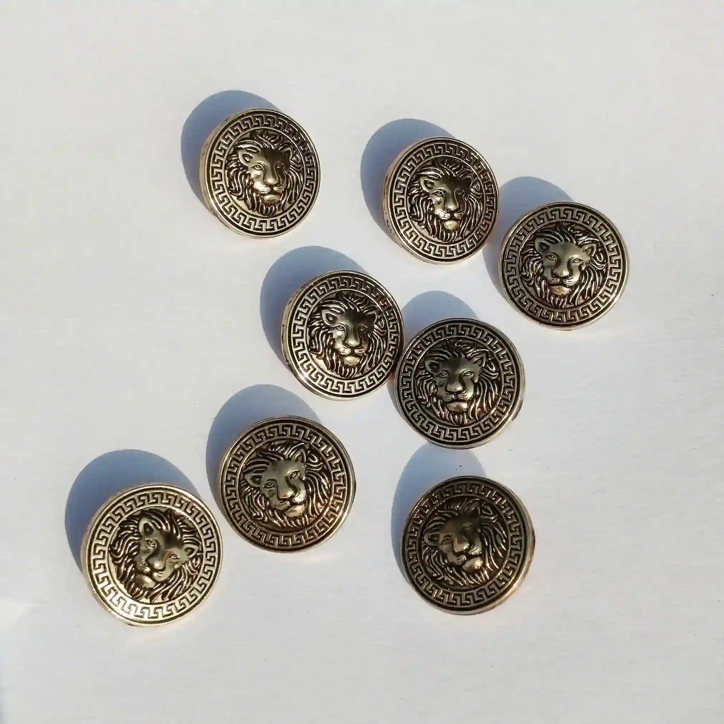 Gold Greek key button side view – metal, 18mm 23mm, for bandhgala jodhpuri formal wear – Gleemify