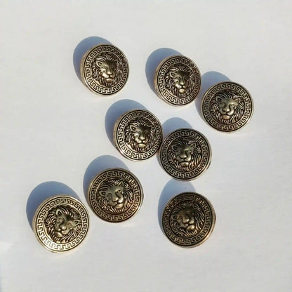 Gold Greek key button side view – metal, 18mm 23mm, for bandhgala jodhpuri formal wear – Gleemify