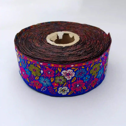 Blue Floral Embroidered Lace Trim for Sarees, Dresses, Dupattas, Blouses & DIY Craft | 2 Meters