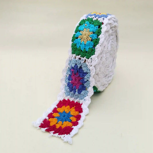 Handmade Crochet Multicolor Lace Trim for Saree, Dress, Dupatta, Curtain & DIY Decoration | 2 Meters