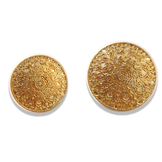 Gold embossed floral scroll design metal buttons in 18mm and 23mm, set of 6, for bandhgala and formal suits – Gleemify