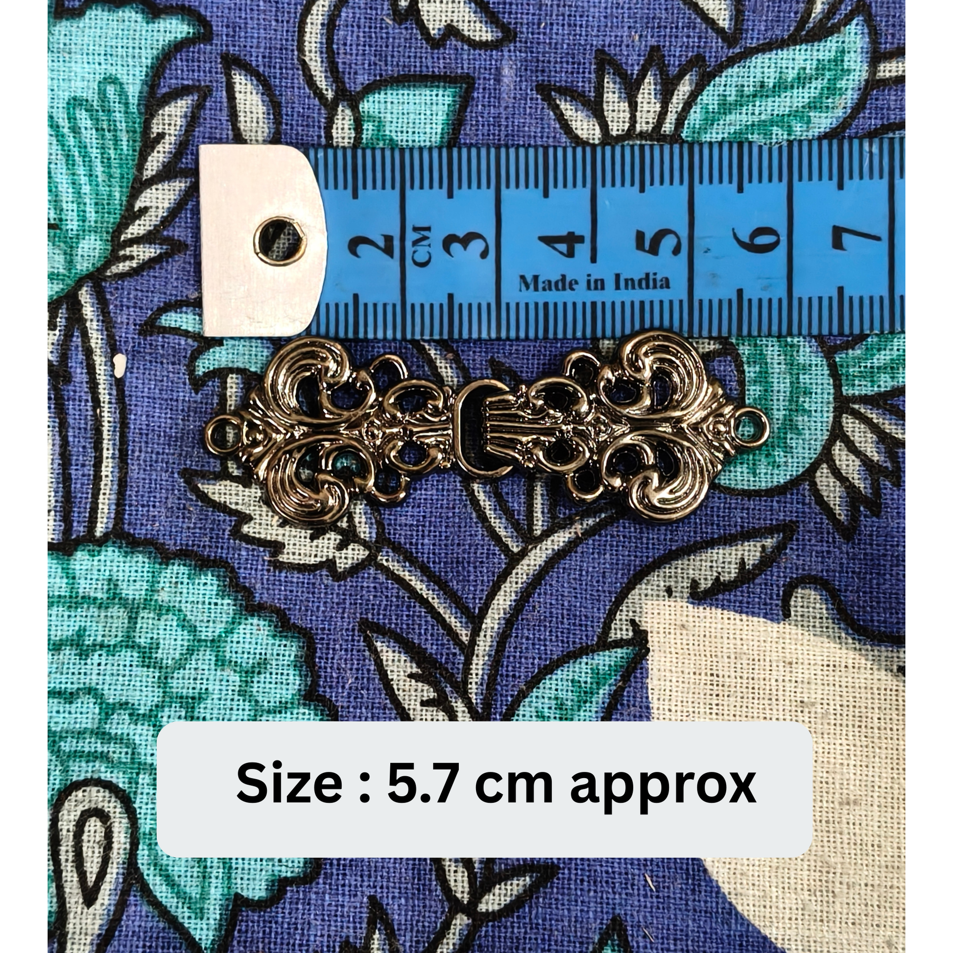 Gunmetal frog button on suit fabric – metal hook, set of 4, for jodhpuri bandhgala India – Gleemify