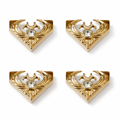 Gold eagle collar tips close-up – metal with crystal, set of 4, for shirt collar corner clips – Gleemify