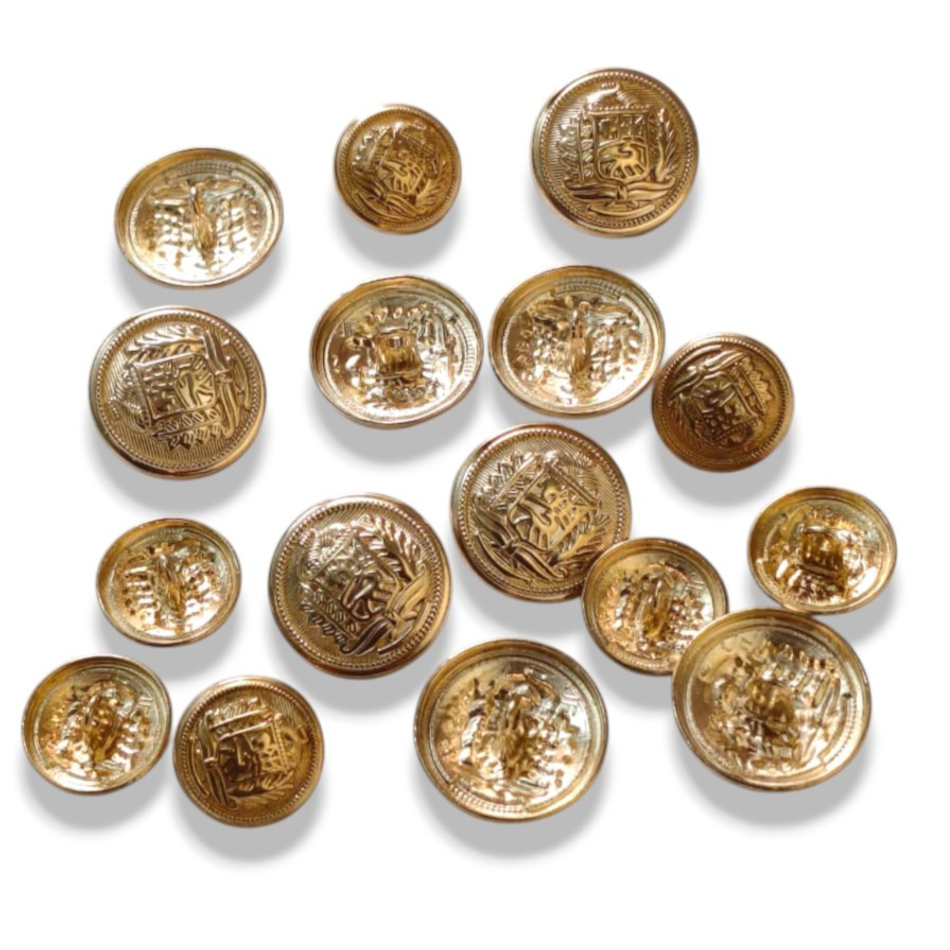 Royal shield crest gold buttons close-up heraldic detail India – Gleemify