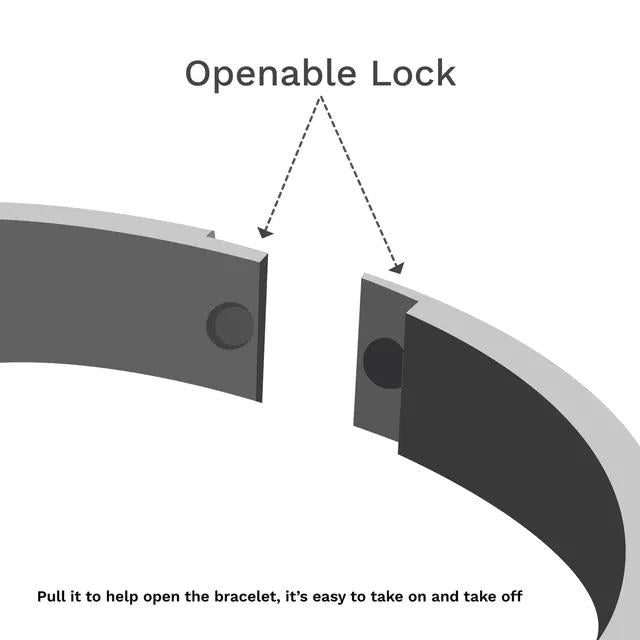 Close-up of Openable Lock on Carved Om Gold Plated Bracelet for Easy Wear and Removal