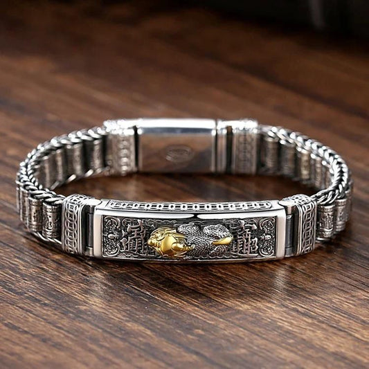 Stylish Charm Bracelet Men Cuff Personality Jewelry with intricate design and gold accent