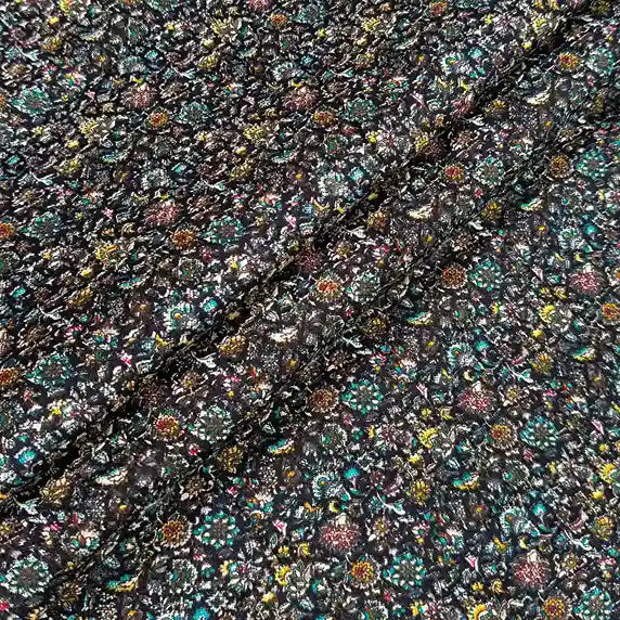Midnight floral cotton fabric swatch – pure cotton, 44 inch wide, for kurti dress India – Gleemify