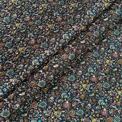 Midnight floral cotton fabric swatch – pure cotton, 44 inch wide, for kurti dress India – Gleemify