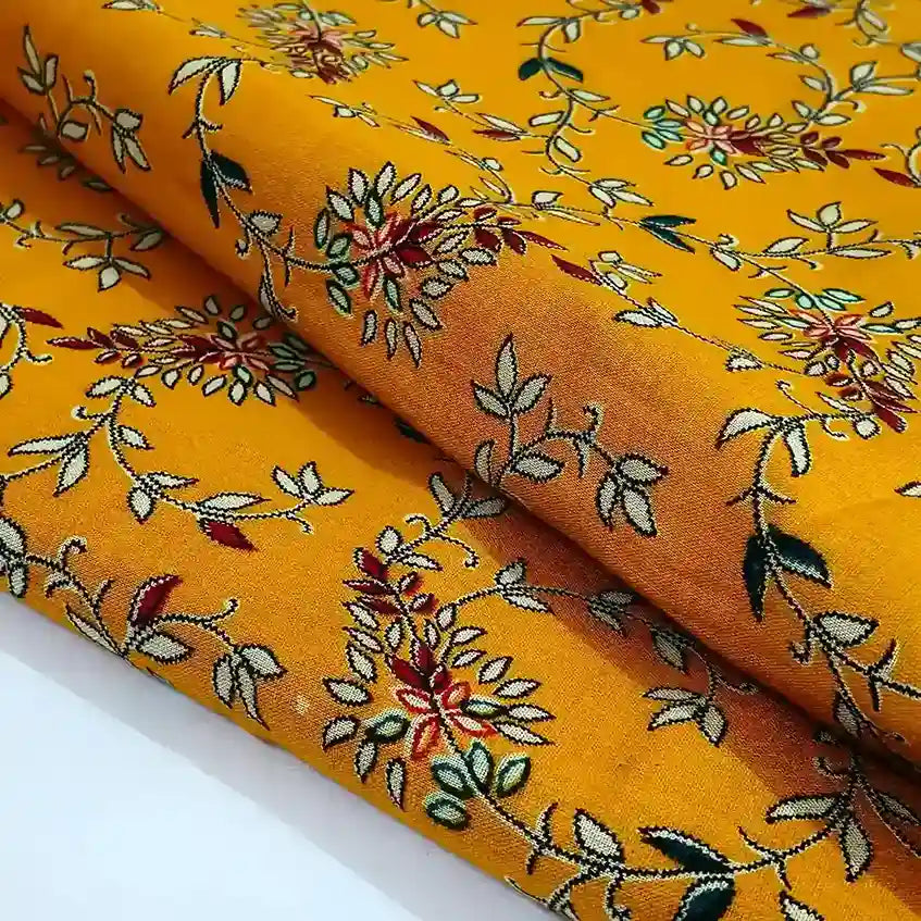 Mustard yellow cotton fabric texture – pure cotton, 40 inch wide, for kurti summer wear – Gleemify