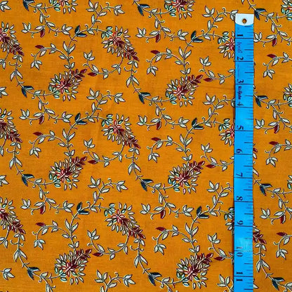 Mustard yellow cotton print detail – pure cotton, 40 inch wide, for summer kurti dress – Gleemify