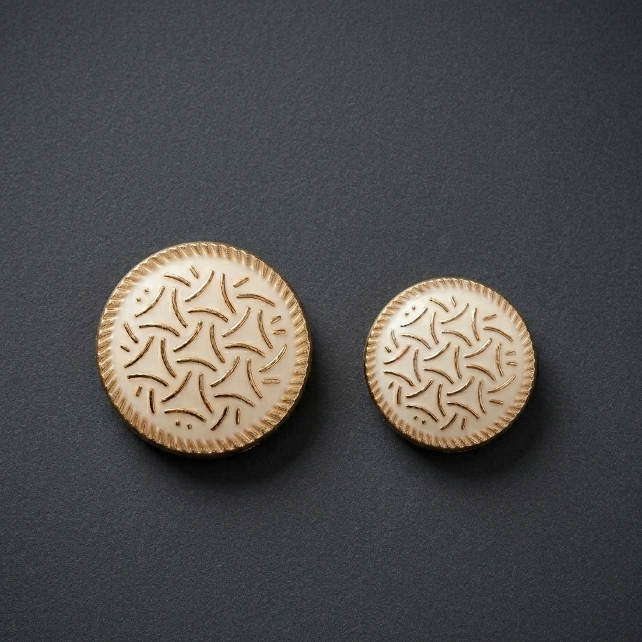 White and gold geometric trisected design metal buttons in 21mm and 16mm, set of 12 for blazers and suits – Gleemify
