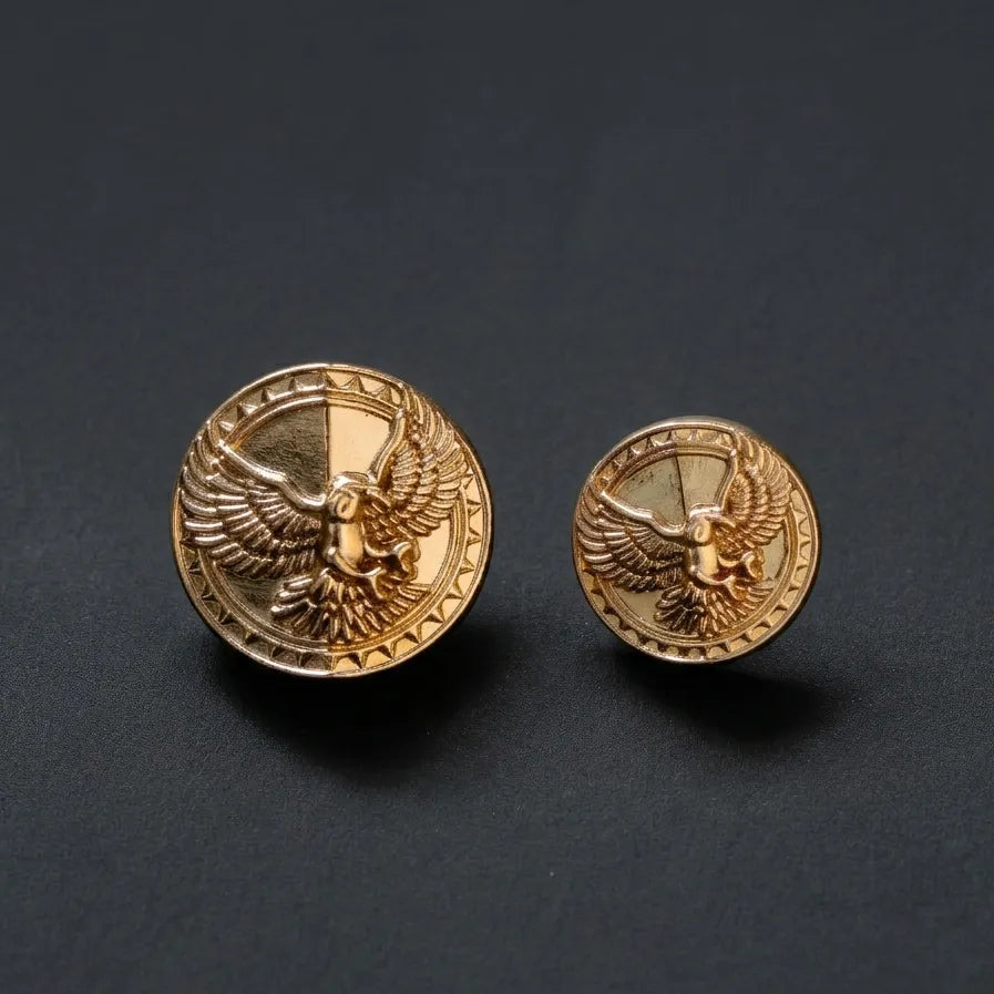 Imperial eagle design gold metal buttons in 22mm and 17mm, set of 12 for blazers and military jackets – Gleemify