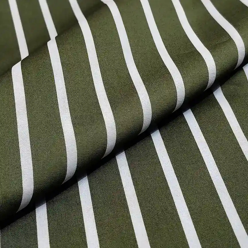 Olive green cotton stripe on roll – pure cotton, 58 inch wide, for kurta shirt tailoring – Gleemify