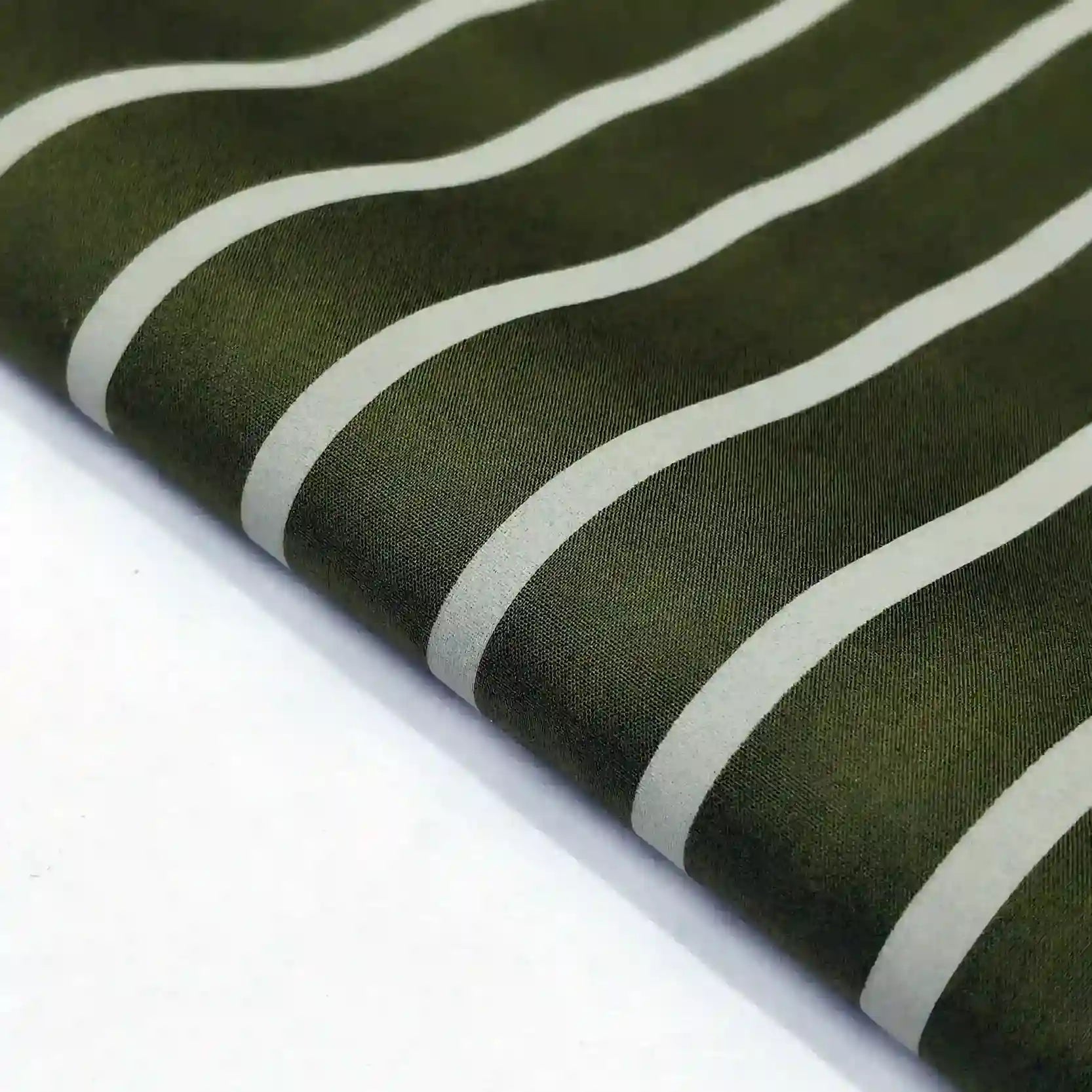 Olive stripe cotton fabric swatch – pure cotton, 58 inch wide, for shirt ethnic wear India – Gleemify