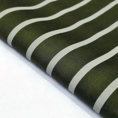 Olive stripe cotton fabric swatch – pure cotton, 58 inch wide, for shirt ethnic wear India – Gleemify