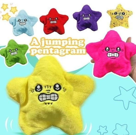 Colorful star-shaped plush toy with a smiling face, a fun rechargeable talking baby toy