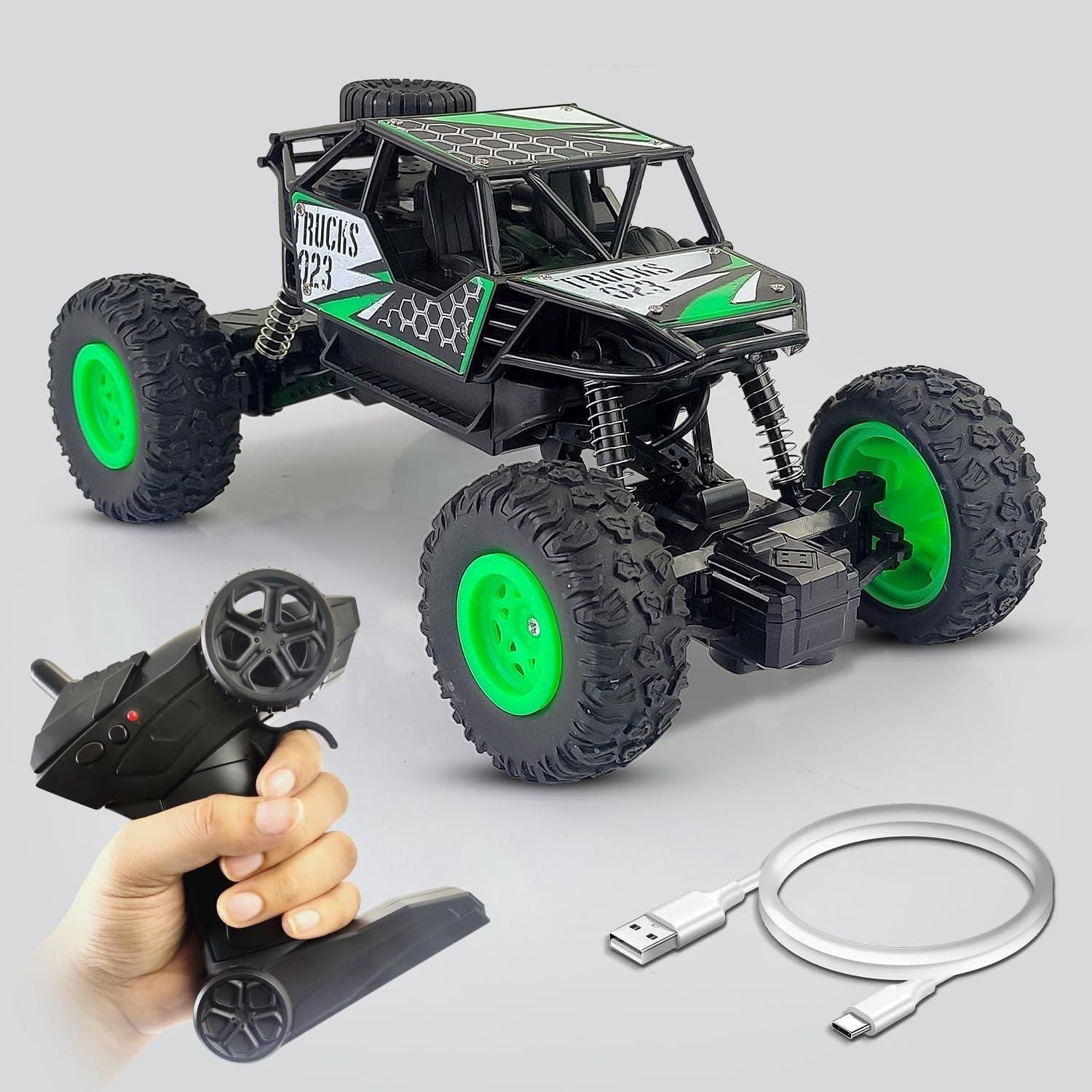 Gleemify remote control monster truck with durable tires and remote for outdoor fun