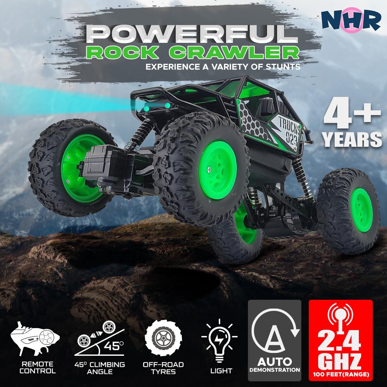 Gleemify remote control monster truck designed for off-road stunts with 45 climbing angle and light features